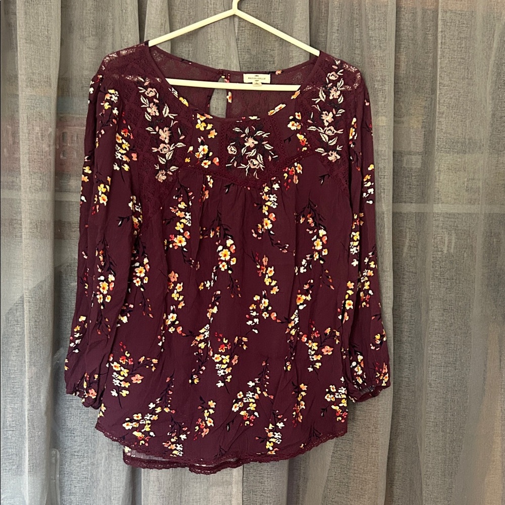 Elegant Floral Maroon Blouse